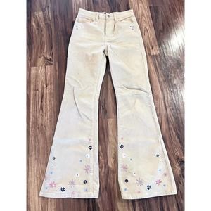 High rise bell bottom corduroys with embroidered Sz M